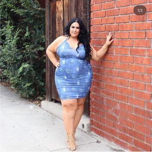 Fashion nova curve denim print dress
